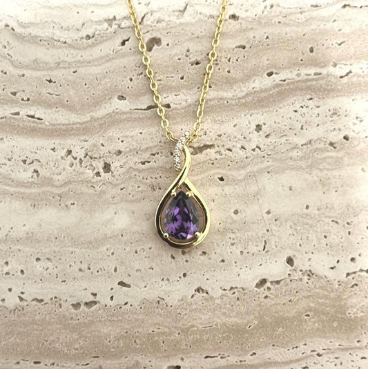 Gold Vermeil Amethyst Infinity Necklace -February Birthstone Pendant