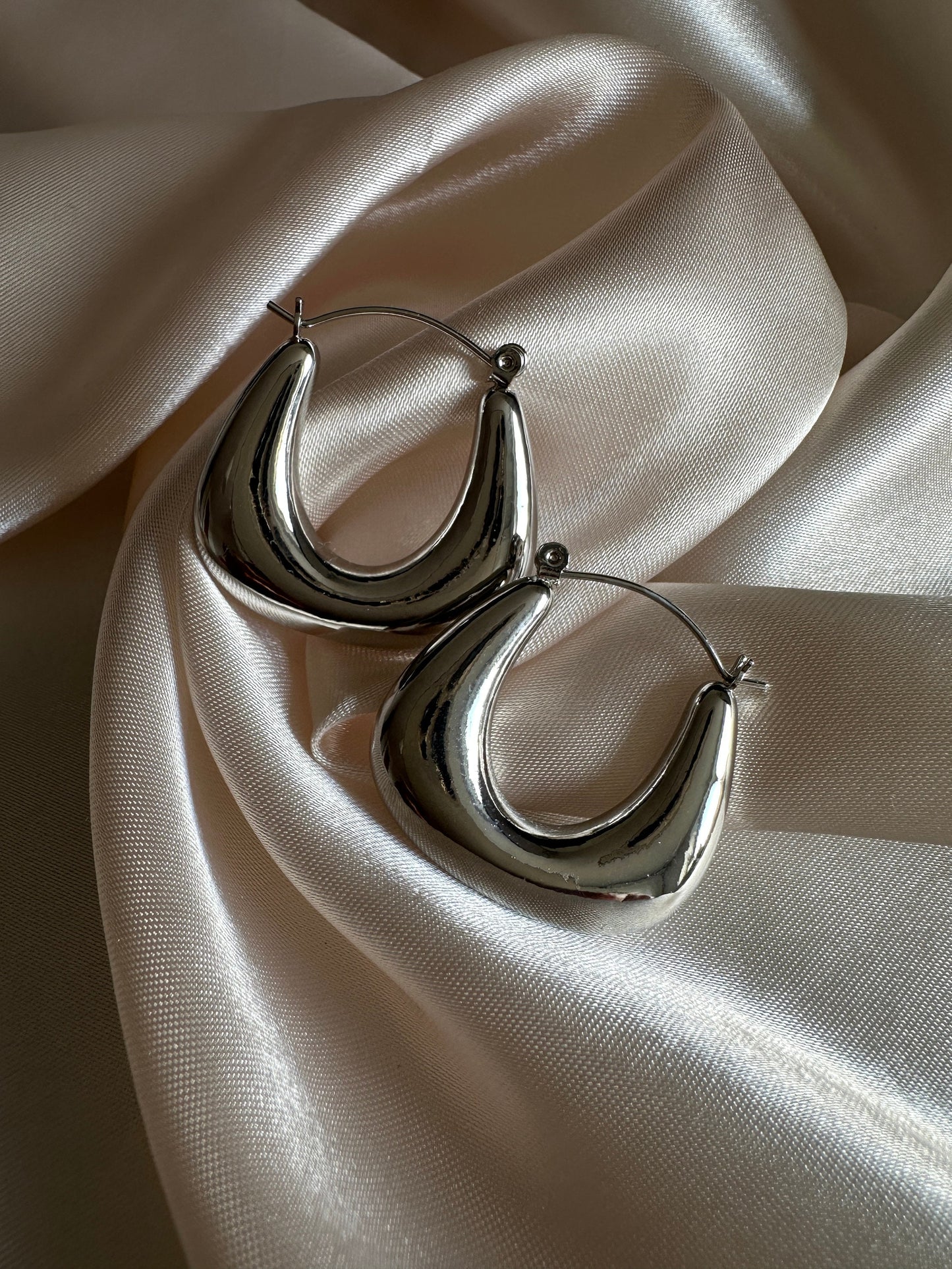 Silver Thick Hoop Earrings: Upcycled Brass, 2.5cm