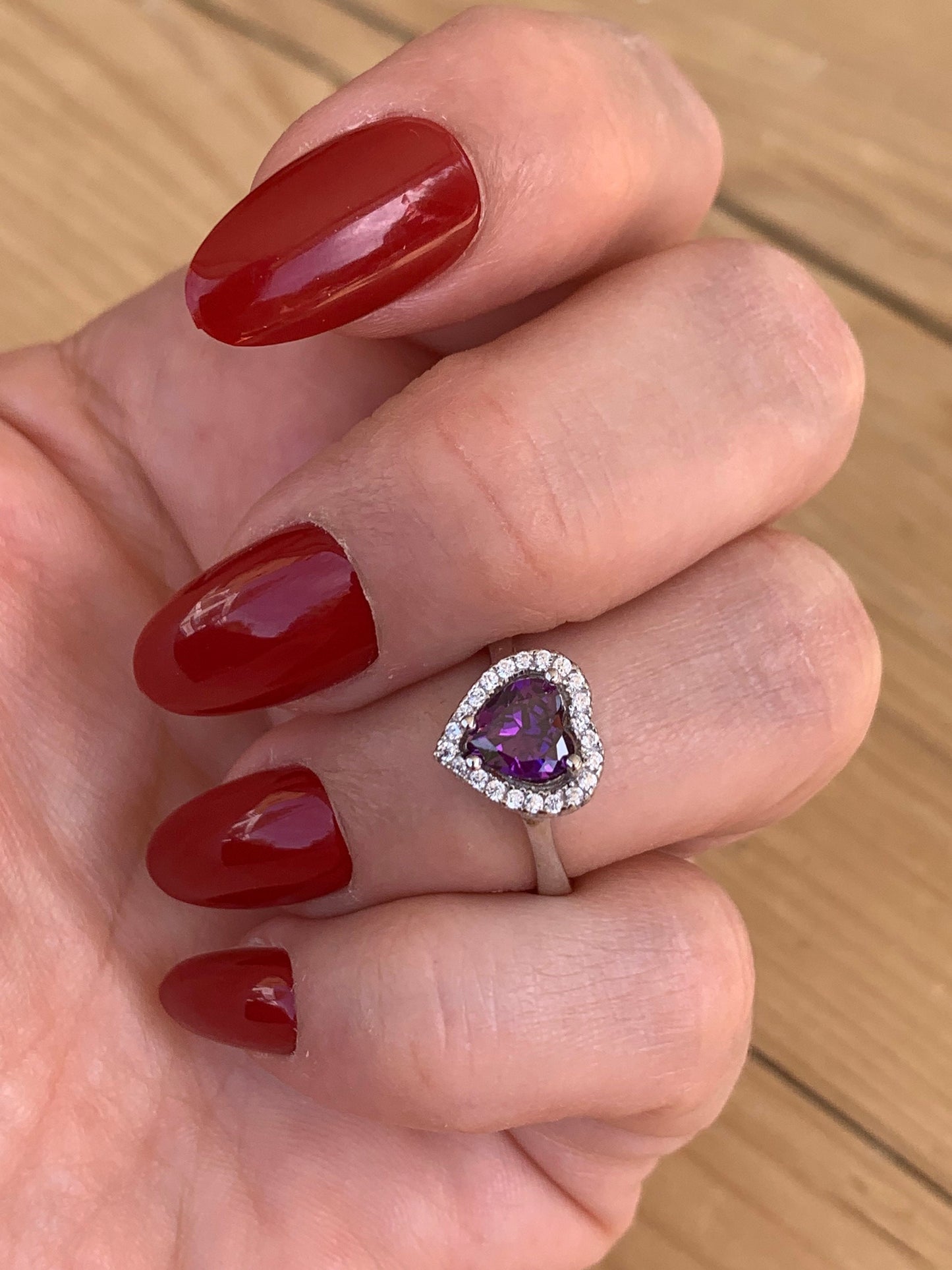 Amethyst Heart Ring in 925 Sterling Silver - Valentine's