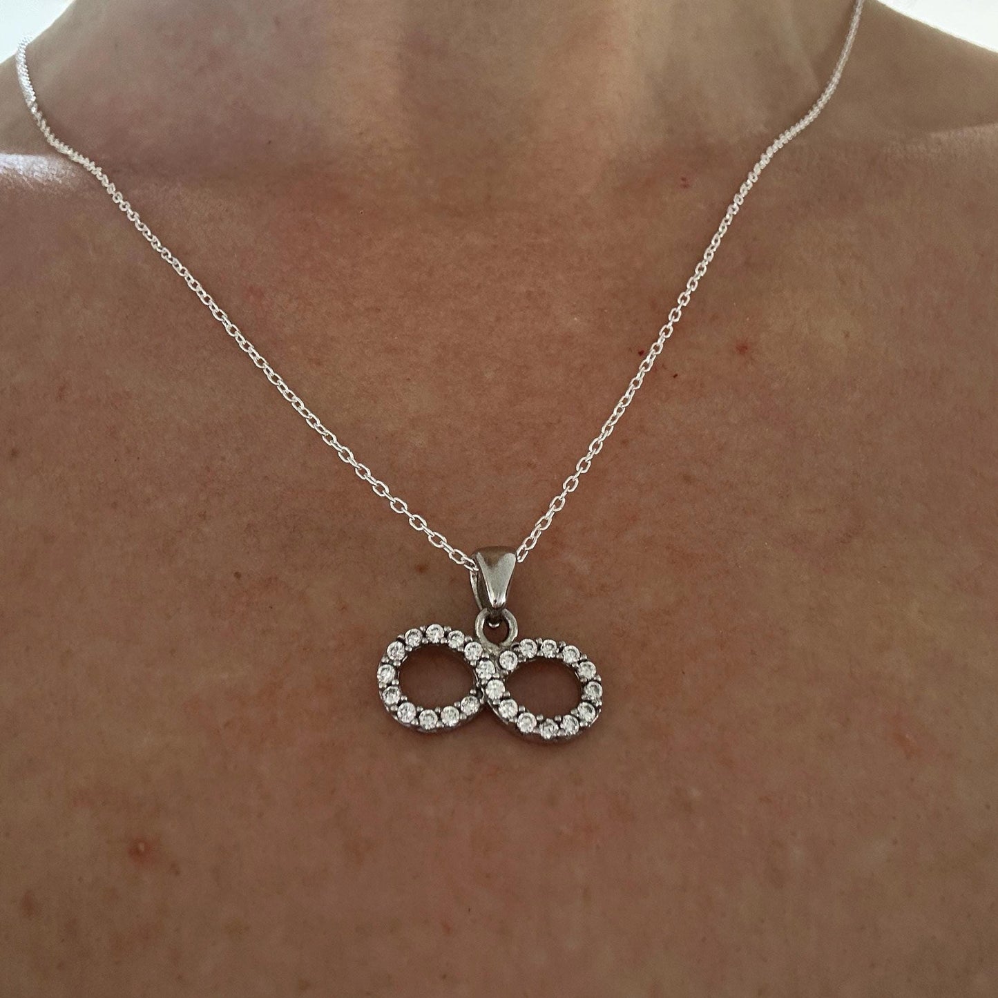 Infinity Zircon Sterling Silver Necklace -