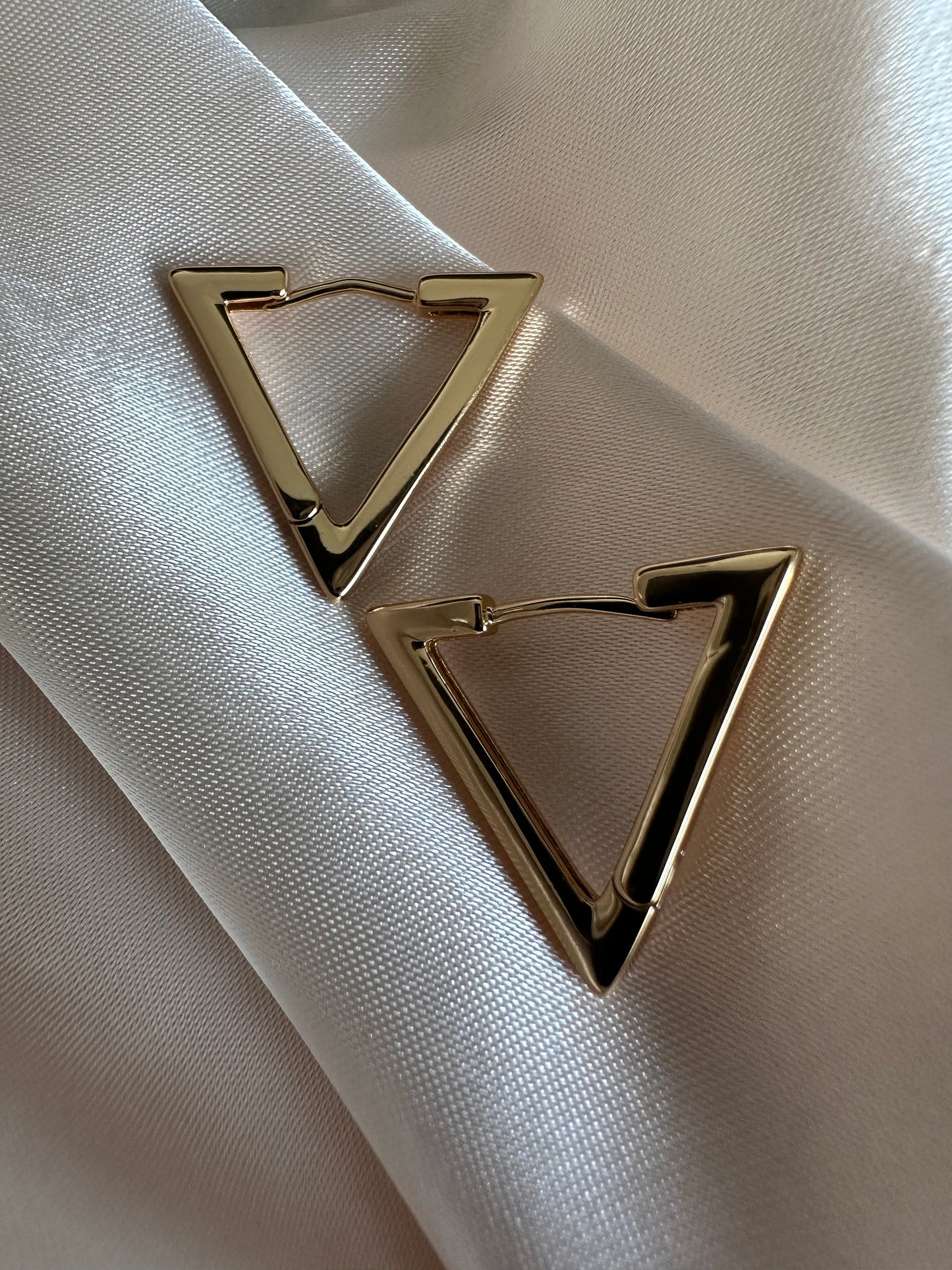 Gold Triangle Earrings - 18ct PVD Plated Brass- Upcycled