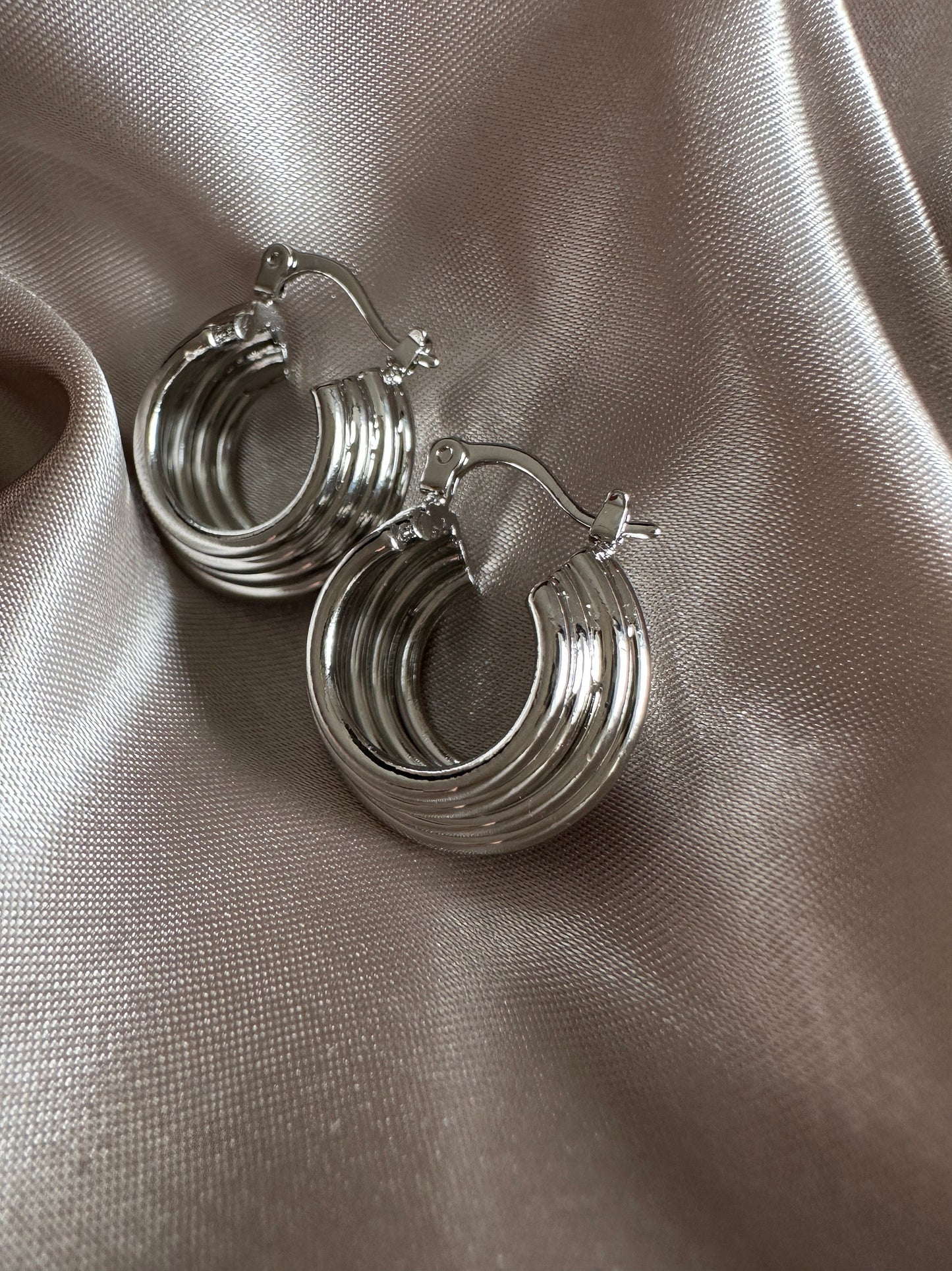 Silver Thick Hoop Earrings: Upcycled Brass, 2.5cm