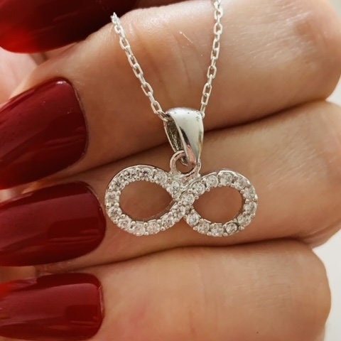 Infinity Zircon Sterling Silver Necklace -