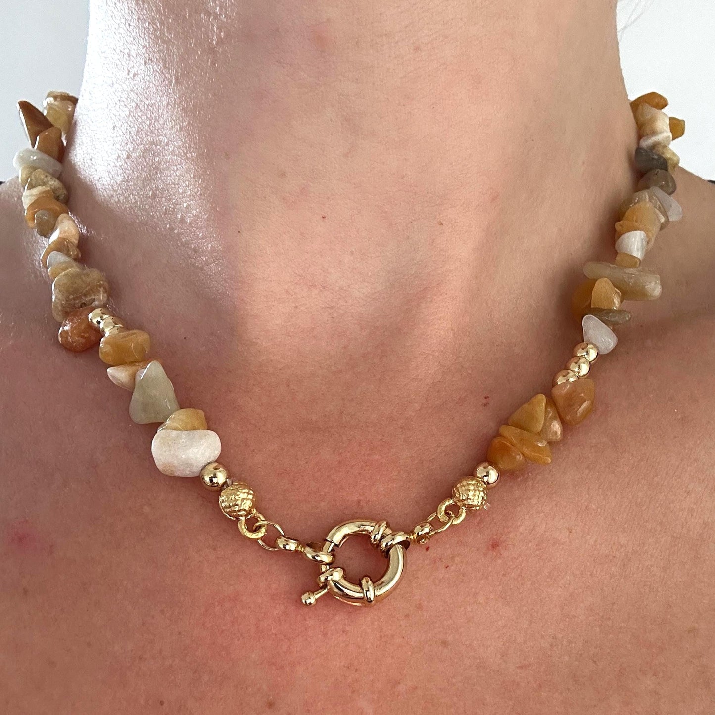 Pearl Necklace: Gold Lion Pendant, Upcycled Brass