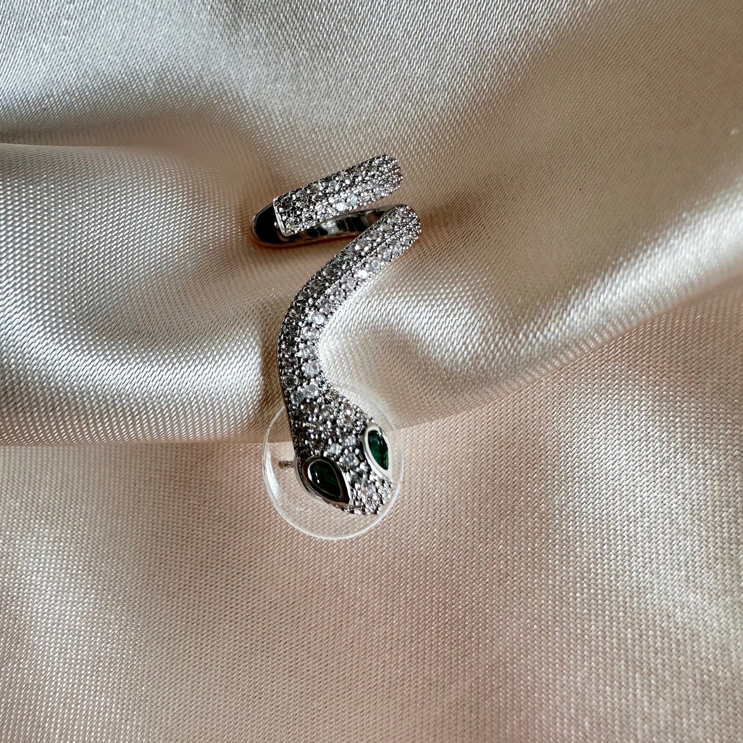 Silver Snake Stud Earring: Brass Serpent Single Earring