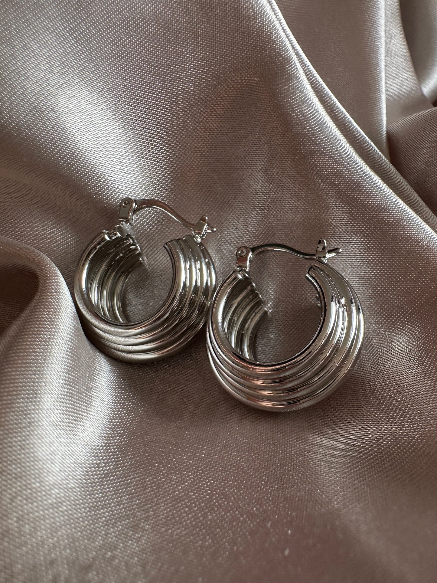 Silver Thick Hoop Earrings: Upcycled Brass, 2.5cm