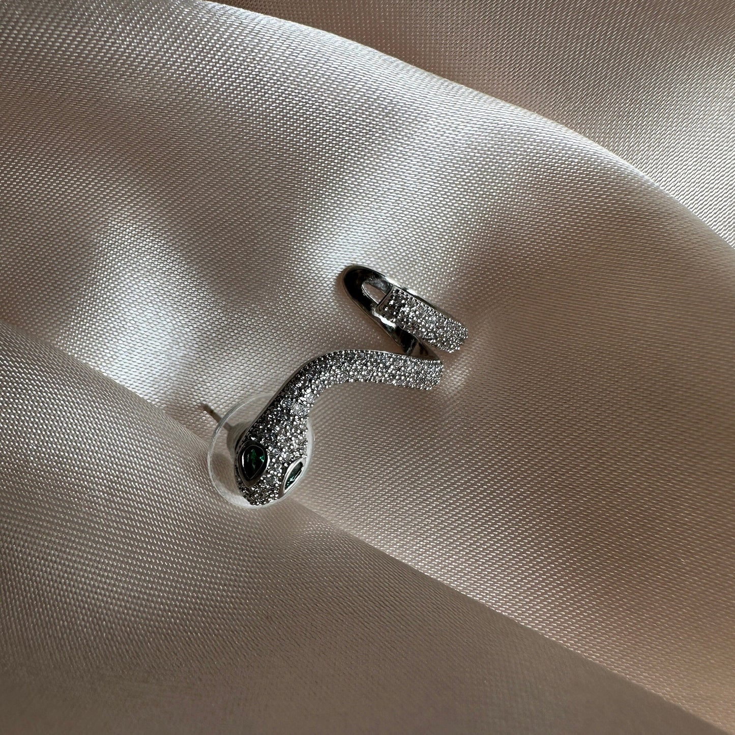 Silver Snake Stud Earring: Brass Serpent Single Earring