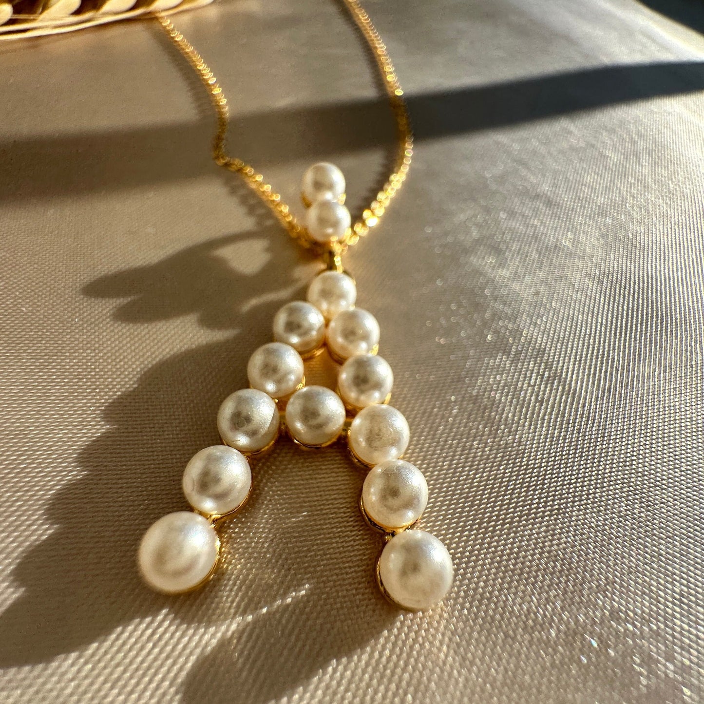 Pearl Initial Necklace: Gold Letter Pendant