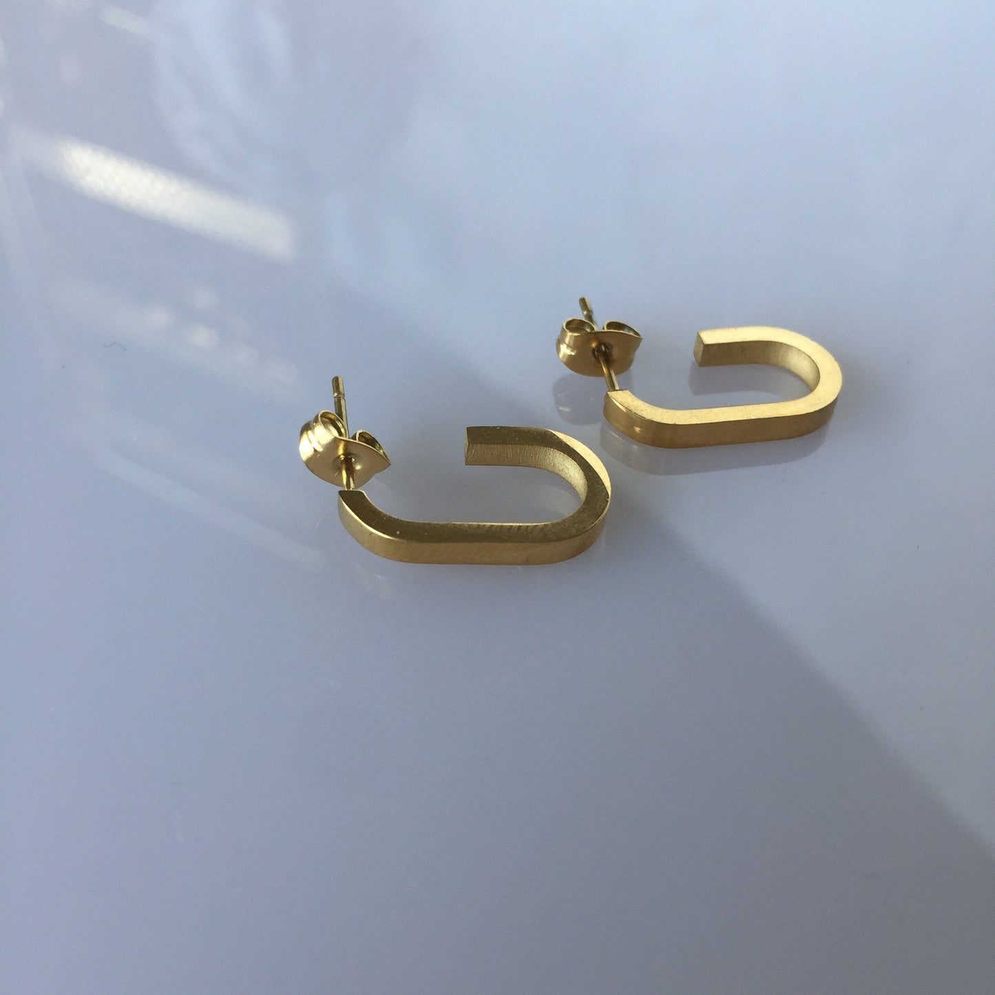 Gold Oval Hoop Earrings: Stainless Steel, Tarnish-Free