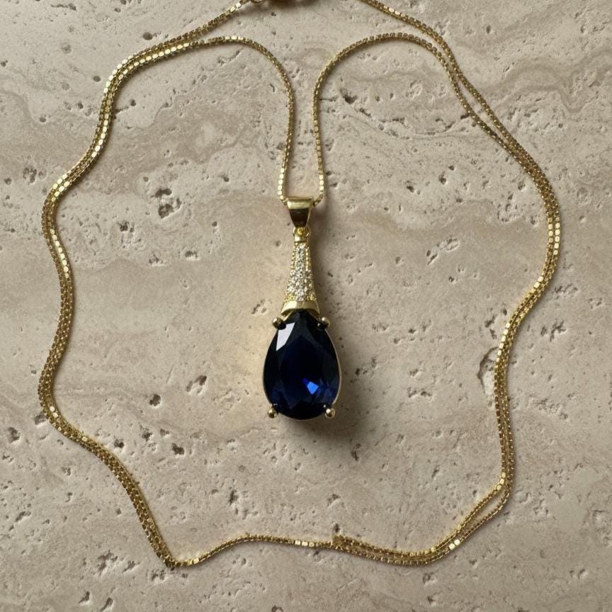 Sapphire Gold Vermeil Necklace - September Birthstone Jewelry