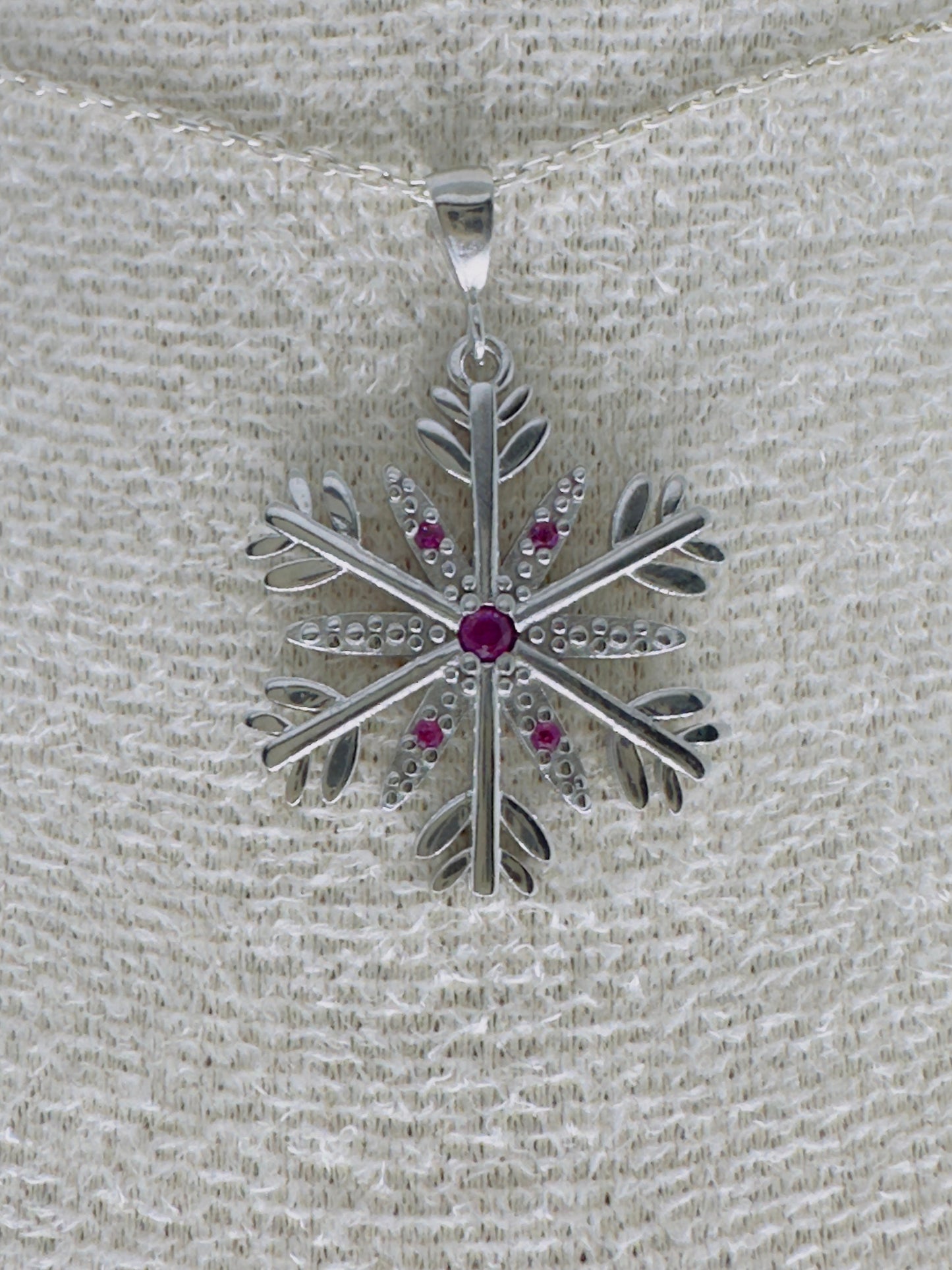 Sterling Silver Snowflake Necklace- Zircon Winter Pendant