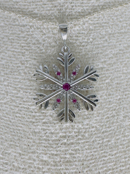 Sterling Silver Snowflake Necklace- Zircon Winter Pendant