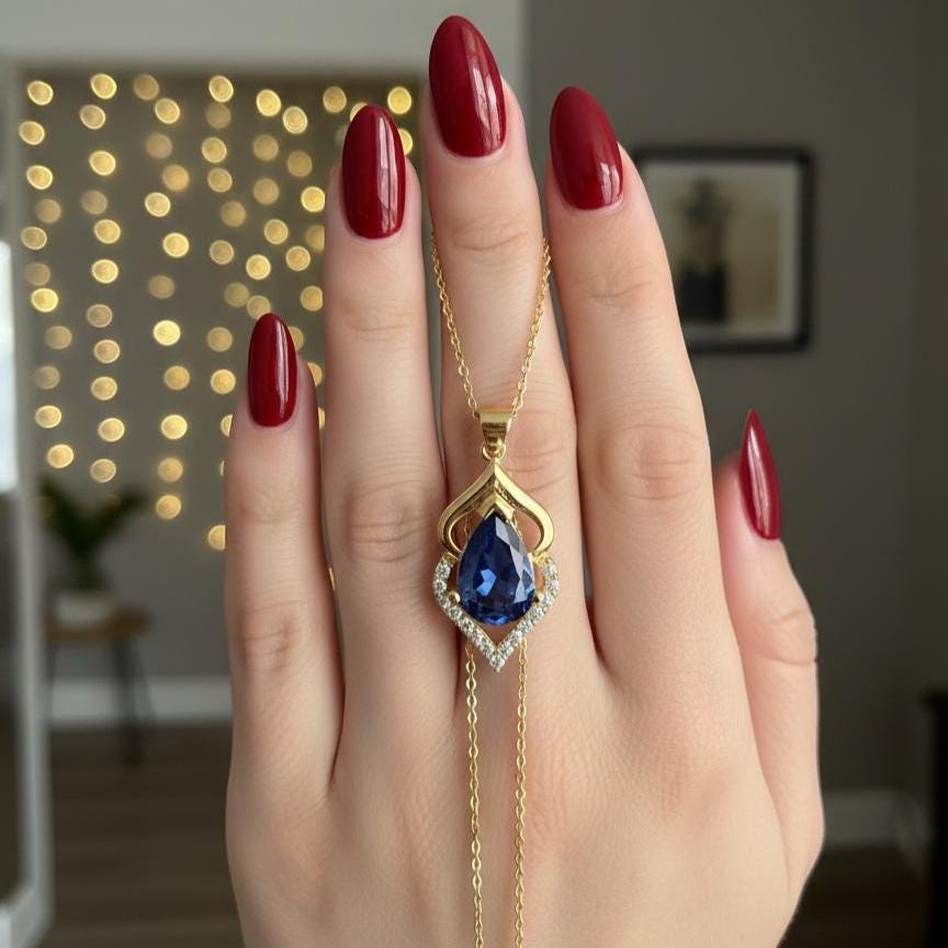 Royal Blue Gold Vermeil Sapphire Pendant -September Birthstone Necklace