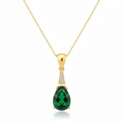 Emerald Gold Vermeil Necklace  - May Birthstone Jewelry