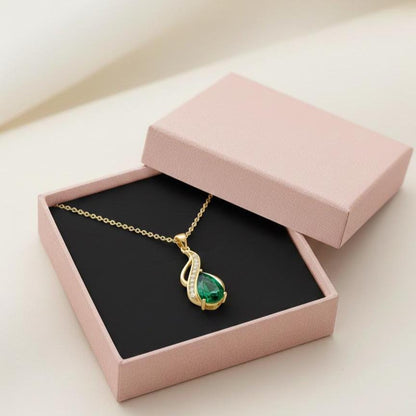 Emerald Teardrop Necklace – Gold Vermeil May Birthstone