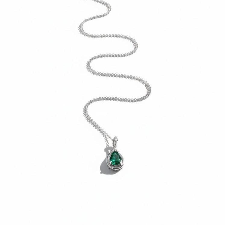Emerald  Infinity Necklace -May Birthstone Pendant -