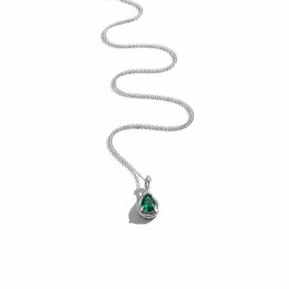 Emerald  Infinity Necklace -May Birthstone Pendant -