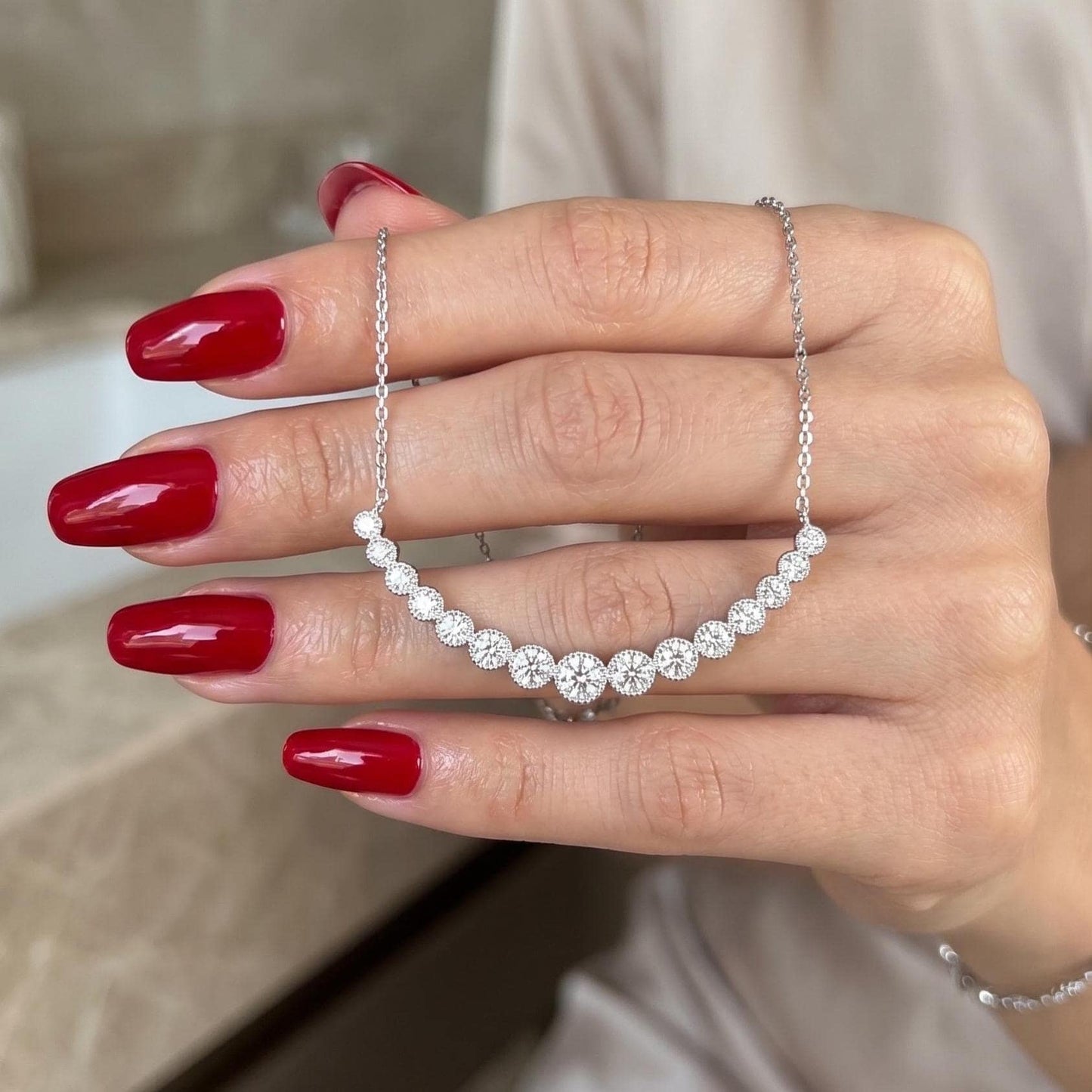 Dainty Zircon Sterling Silver Necklace - Waterway Pendant -Gift For Her