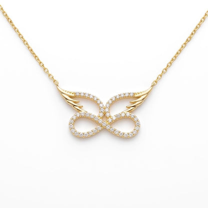 Angel Wing Infinity Necklace – Gold Vermeil on Sterling Silver with Zircon
