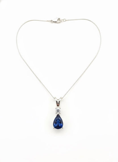 Sapphire Minimalist Necklace in 925 Sterling Silver
