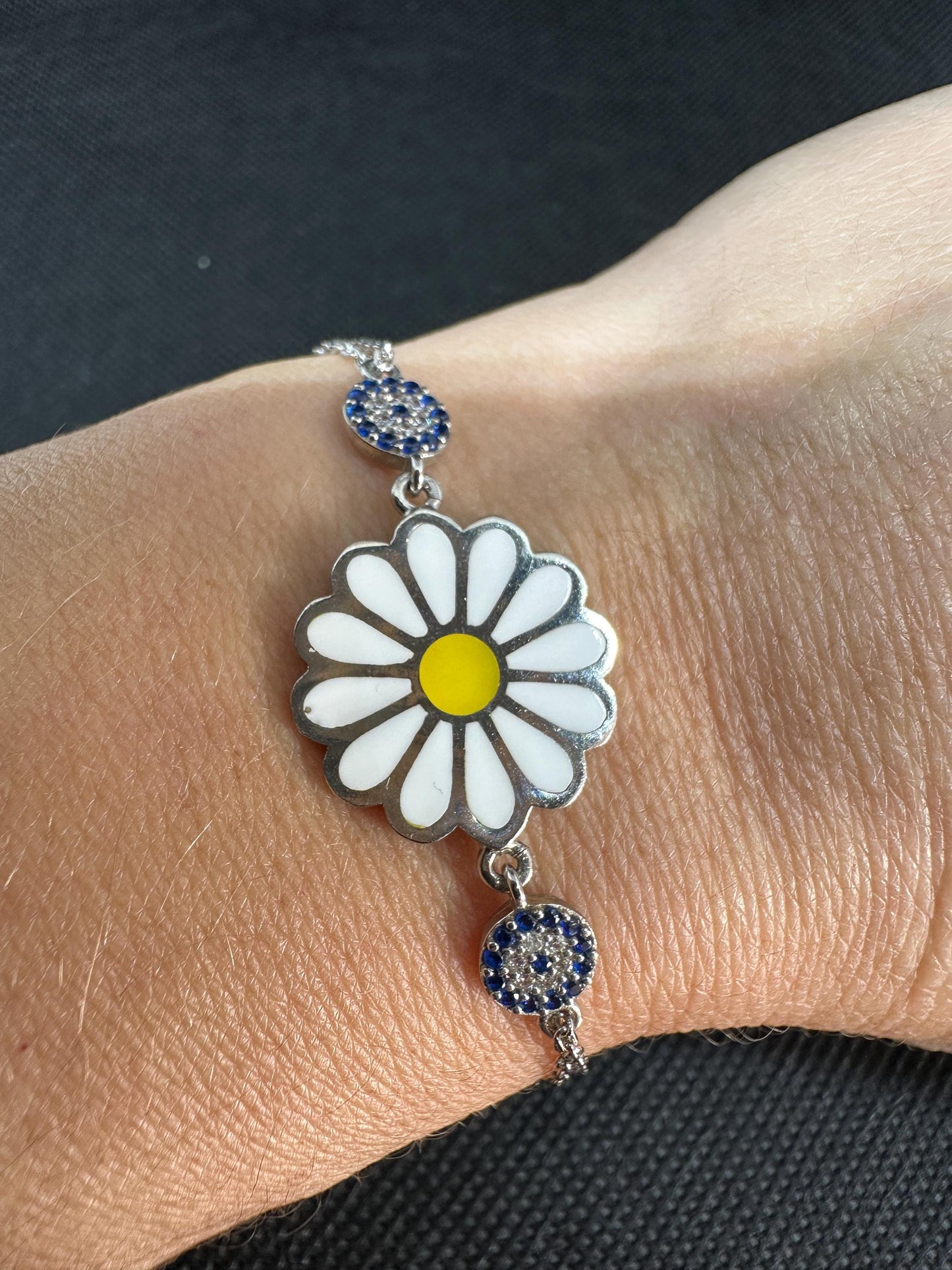 Daisy's Evil Eye Sterling Silver Bracelet - Protection Jewelry Gift