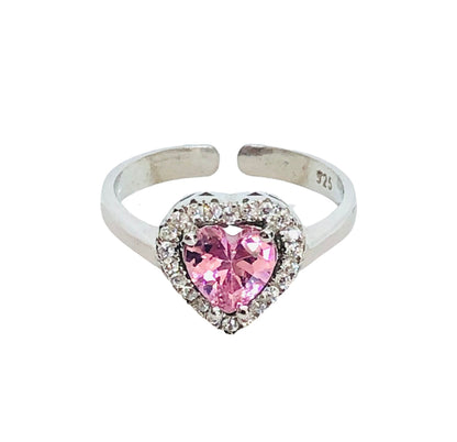 Sterling Silver Heart Ring with Pink Tourmaline - Birthstone Jewelry