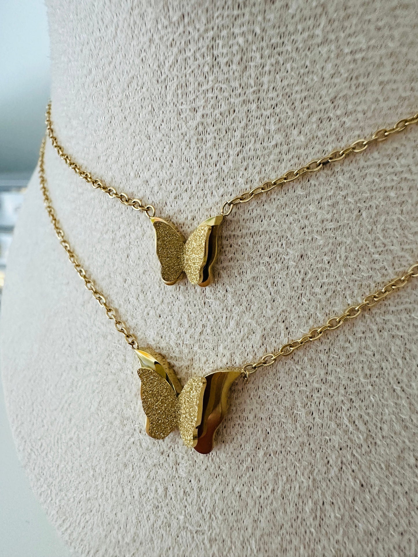 Gold Butterfly Necklace: 18K Steel Pendant, Anti-Tarnish