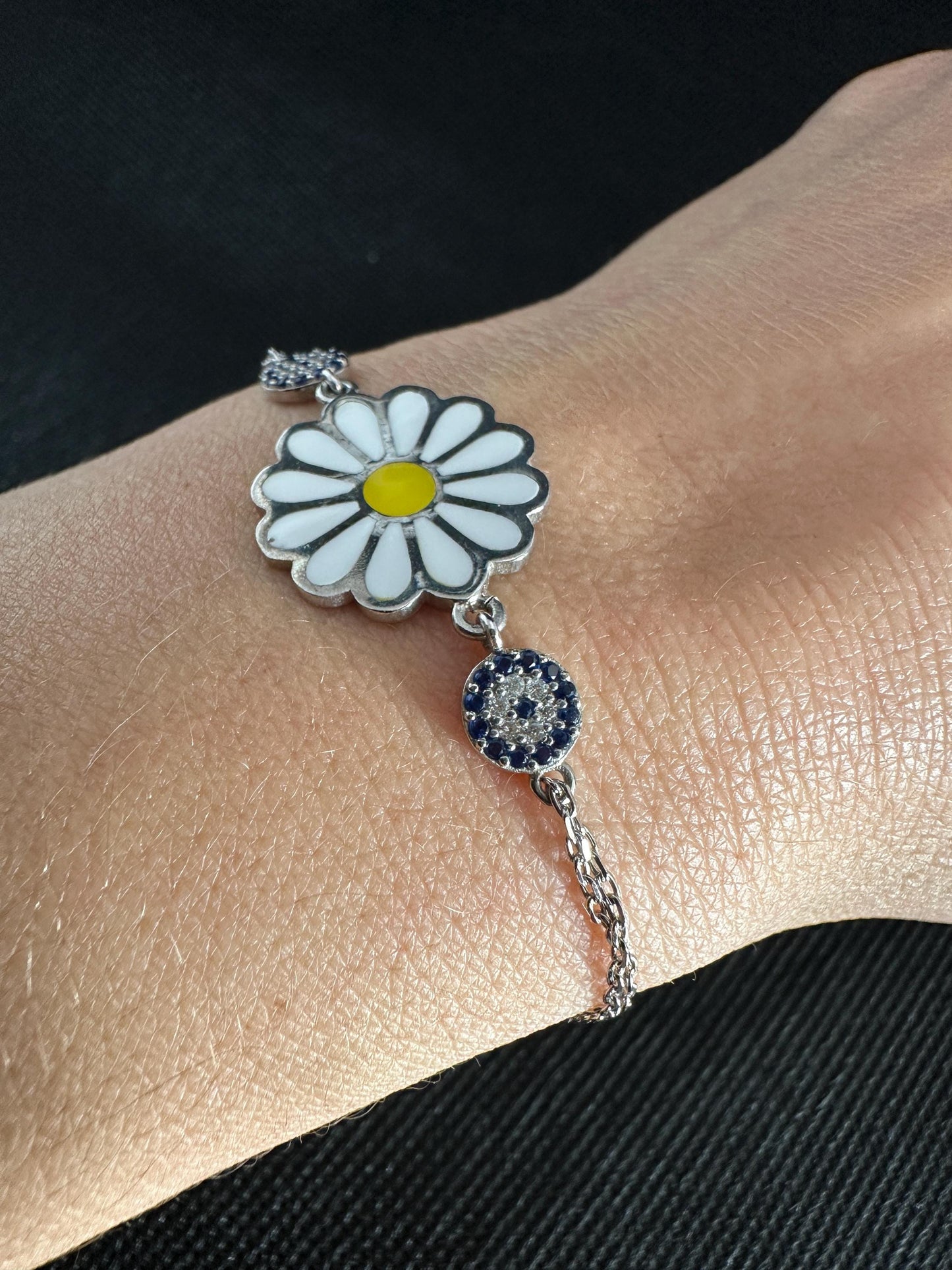 Daisy's Evil Eye Sterling Silver Bracelet - Protection Jewelry Gift