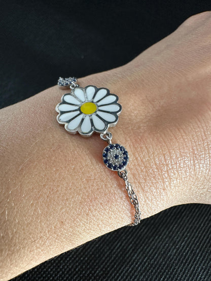Daisy's Evil Eye Sterling Silver Bracelet - Protection Jewelry Gift
