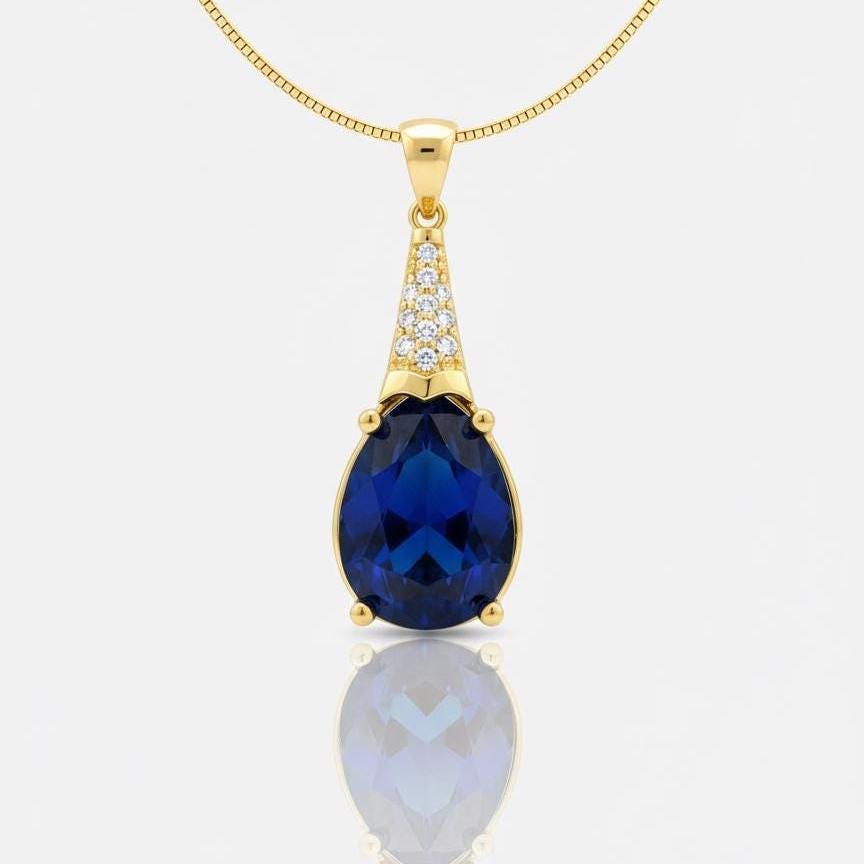 Sapphire Gold Vermeil Necklace - September Birthstone Jewelry