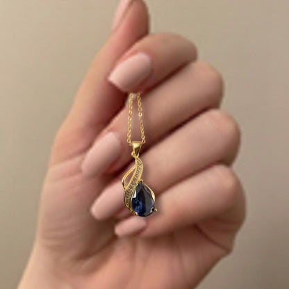 Royal Blue Gold Vermeil Sapphire Pendant - September Birthstone Necklace