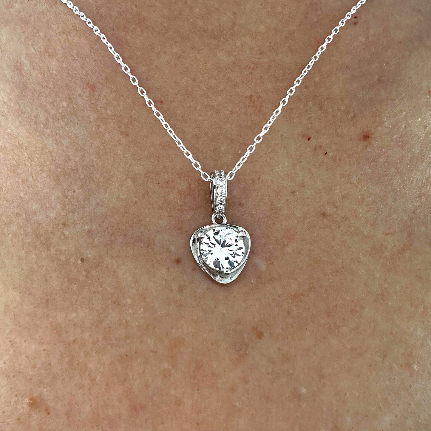 Minimalist Sterling Silver Heart Necklace & Earrings Set -