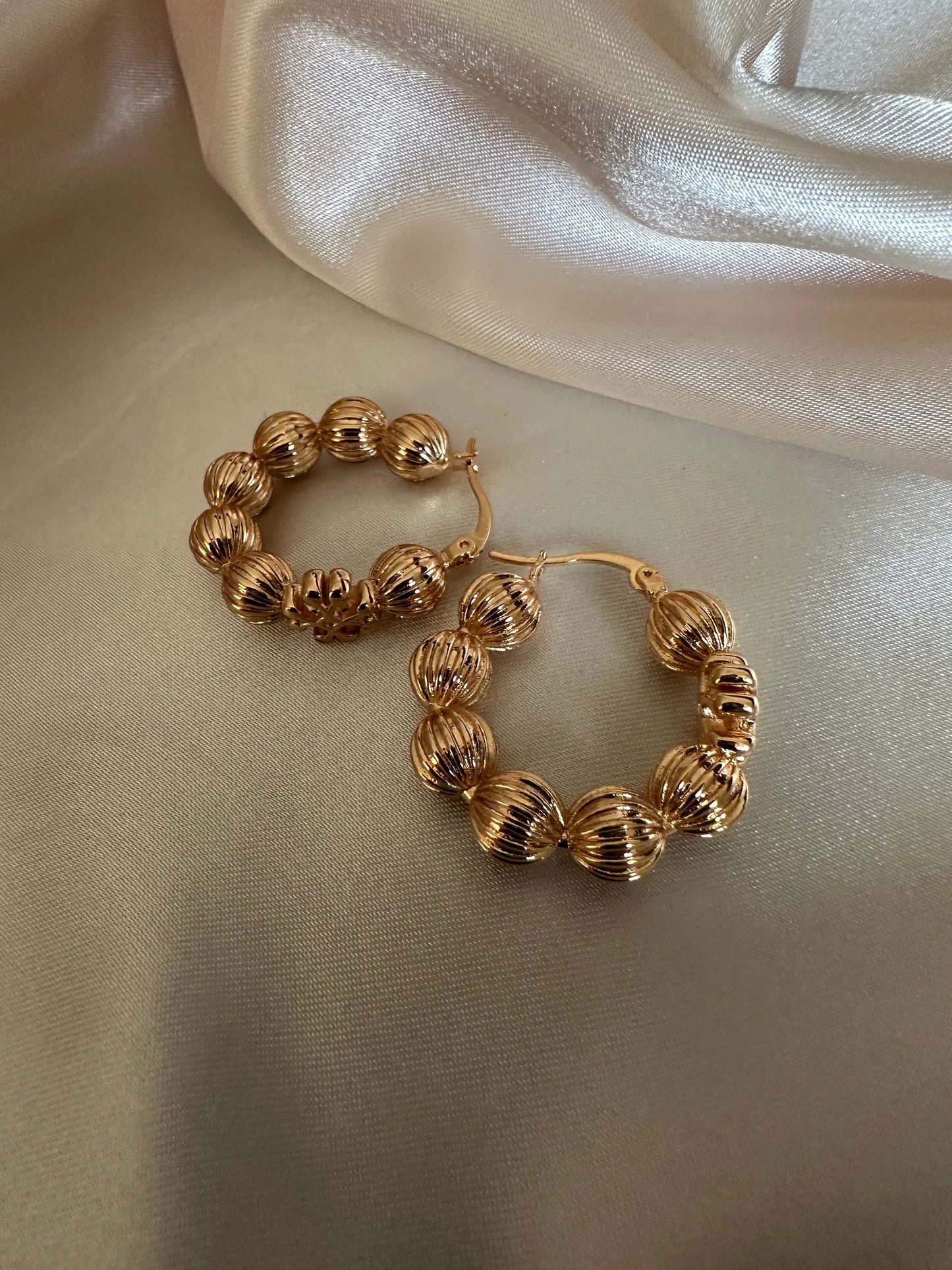 Claudine Gold Hoop Earrings: Beaded Design
