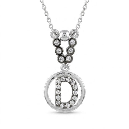 Personalized Sterling Silver D Necklace with Zircon Letters