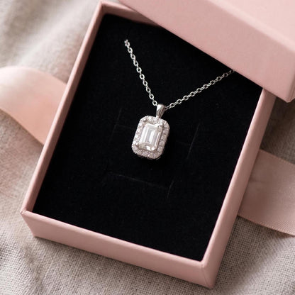 Baguette Zircon Necklace – Dainty 925 Sterling Silver Pendant Jewelry - Gift for Her
