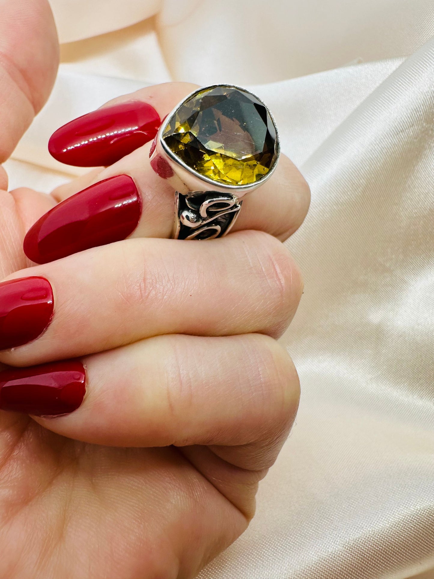 Zultanite Teardrop Ring: Color Changing Sterling Silver, Adjustable