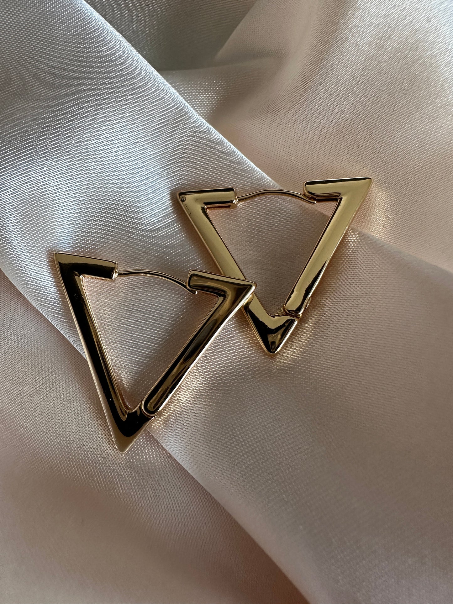 Gold Triangle Earrings - 18ct PVD Plated Brass- Upcycled
