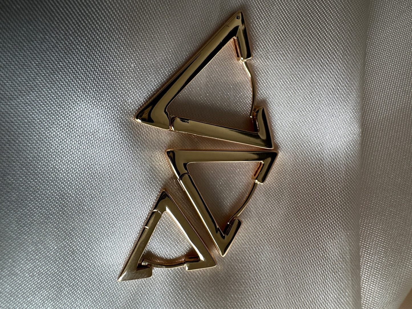 Gold Triangle Earrings - 18ct PVD Plated Brass- Upcycled