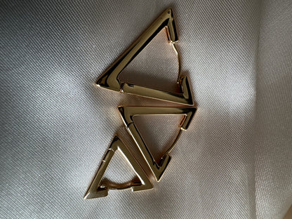 Gold Triangle Earrings - 18ct PVD Plated Brass- Upcycled