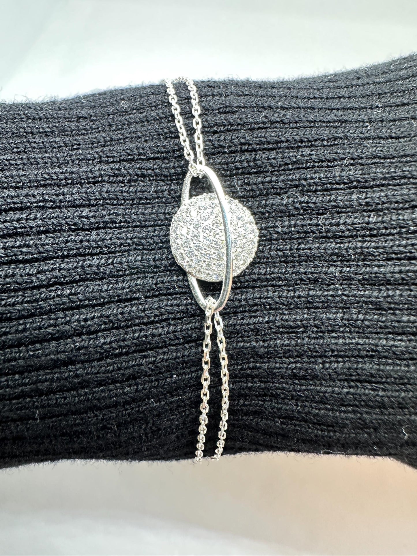 Celestial Planet Sterling Silver Bracelet - Handmade Zircon Jewelry