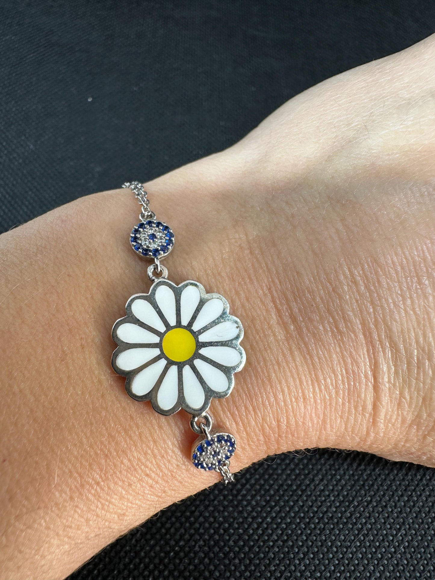 Daisy's Evil Eye Sterling Silver Bracelet - Protection Jewelry Gift
