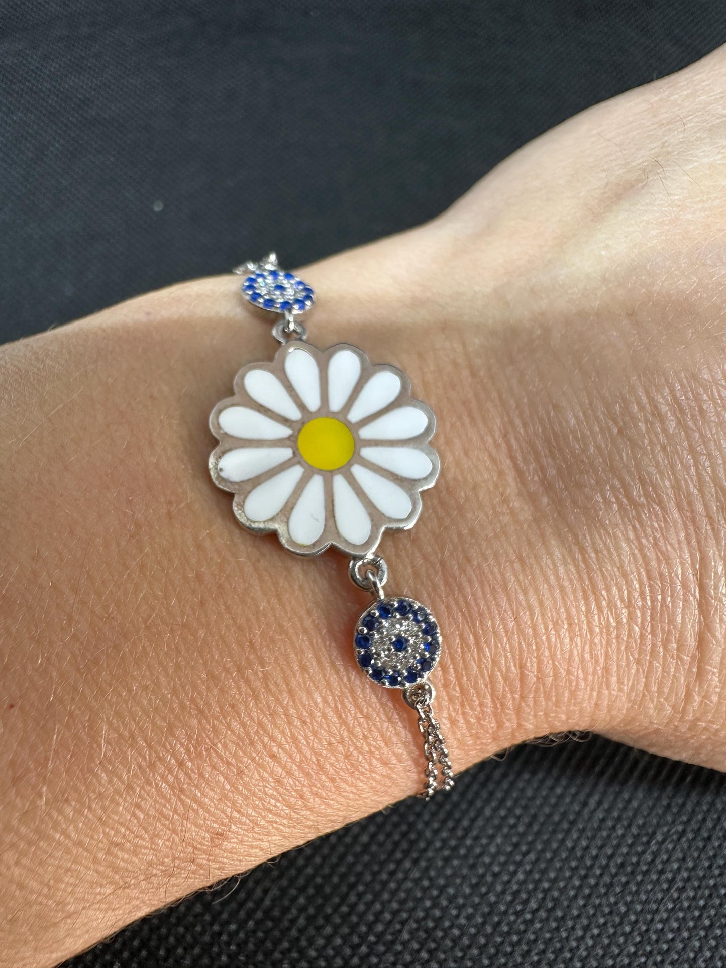 Daisy's Evil Eye Sterling Silver Bracelet - Protection Jewelry Gift