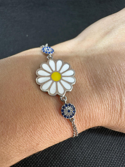 Daisy's Evil Eye Sterling Silver Bracelet - Protection Jewelry Gift