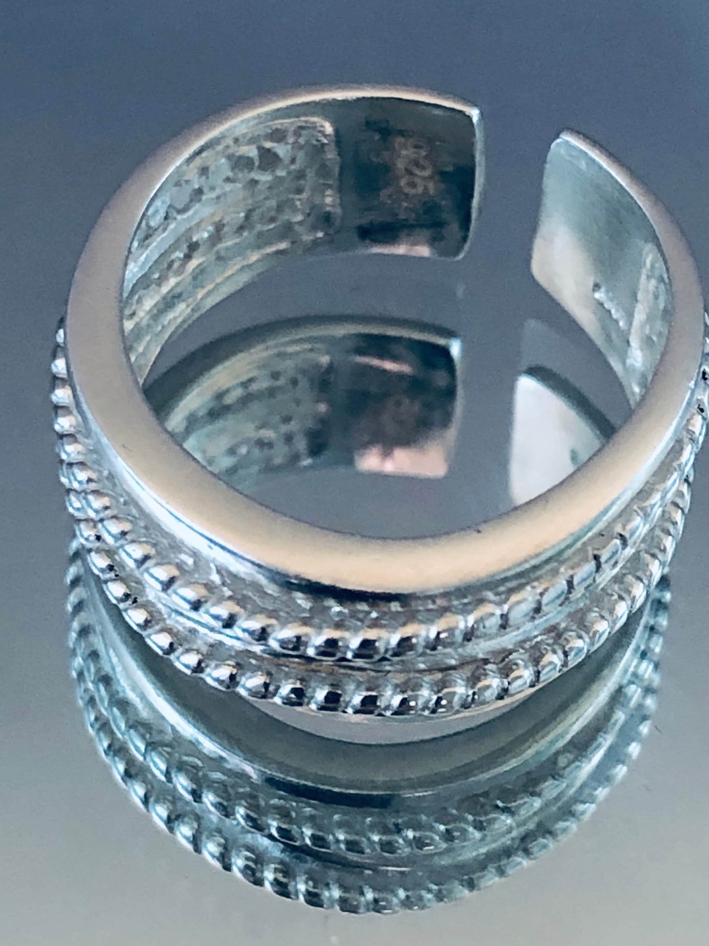 Chunky Boho Sterling Silver Ring - Adjustable Size 6-8
