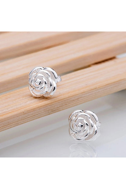 Dainty Sterling Silver Rose Earrings: Floral Blossom Jewelry
