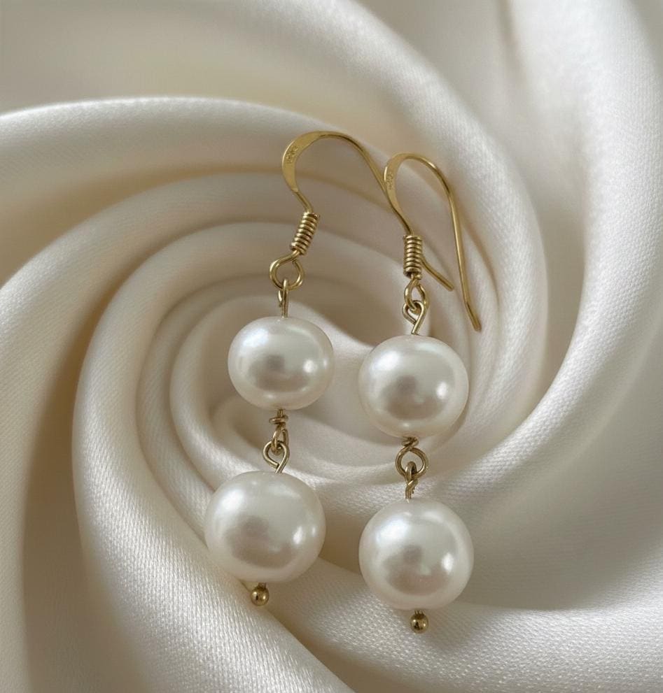 Gold Vermeil White Pearl Dangle Earrings - Elegant Jewelry Gift