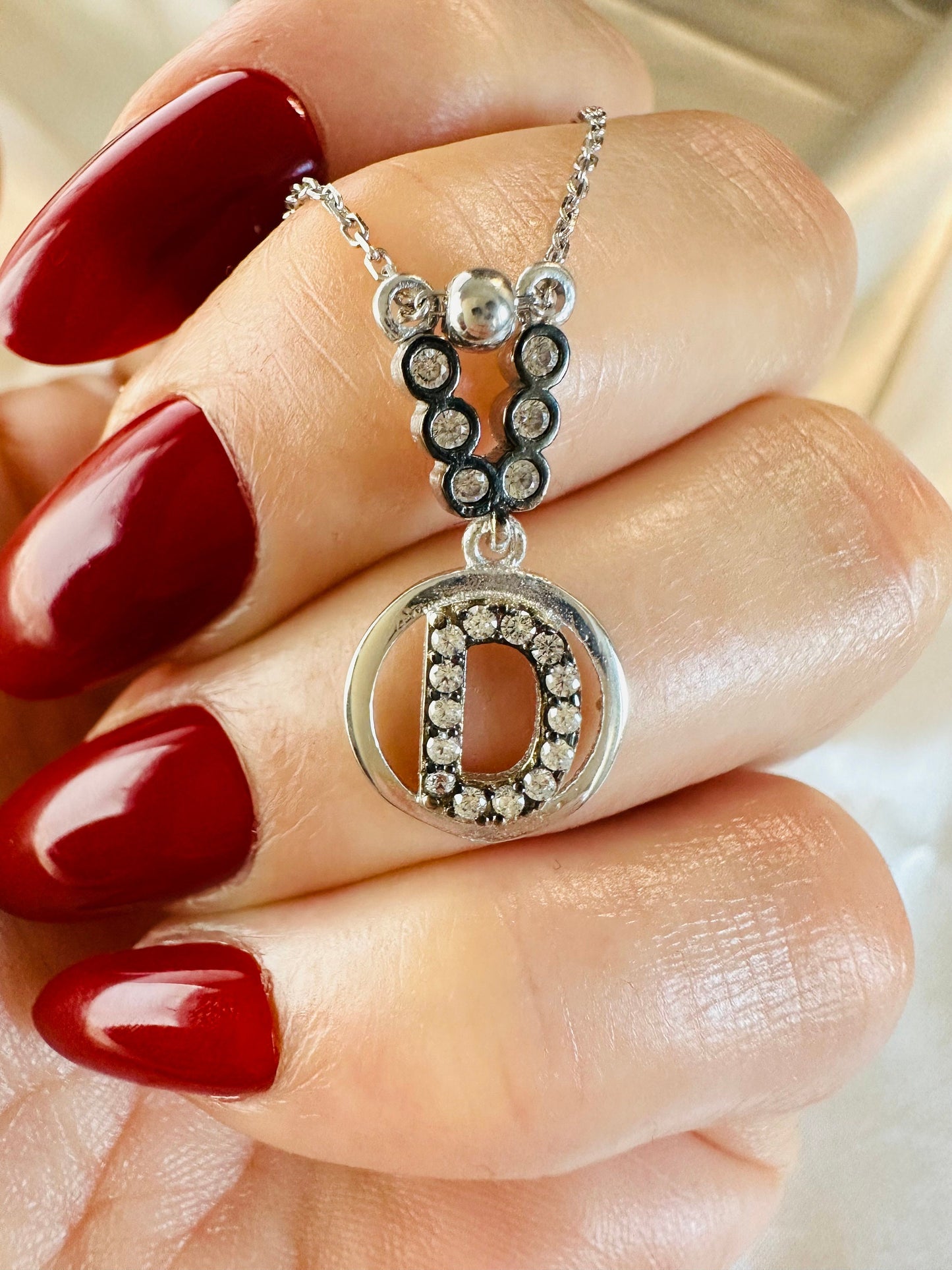 Sterling Silver E Initial Necklace - Custom Zircon Letter Pendant