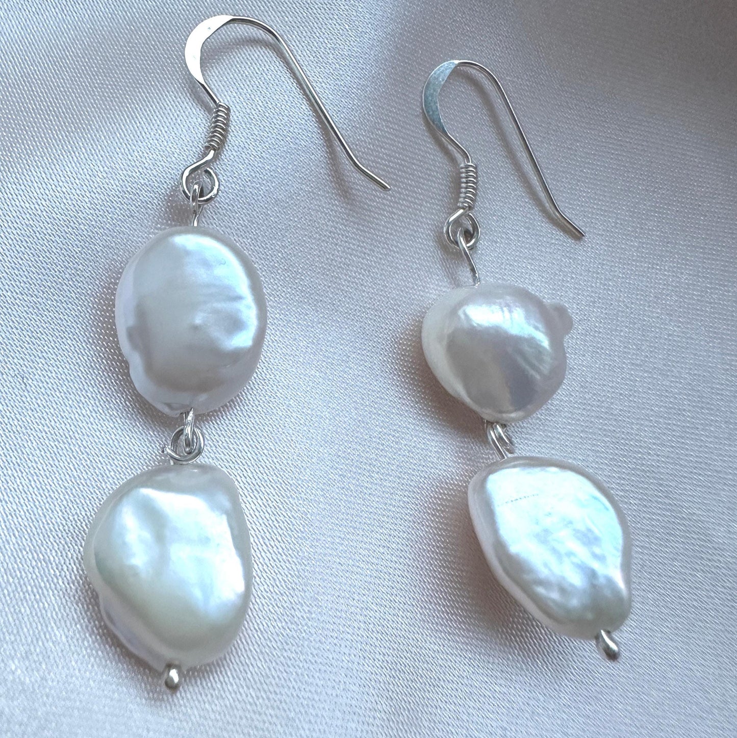 Chic White Pearl Dangle Earrings – Handcrafted Jewelry