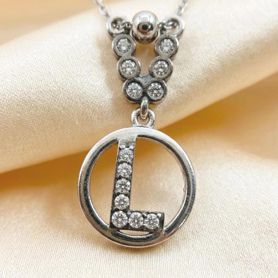 Personalized Sterling Silver Initial L Necklace - Custom Zircon Letter Pendant