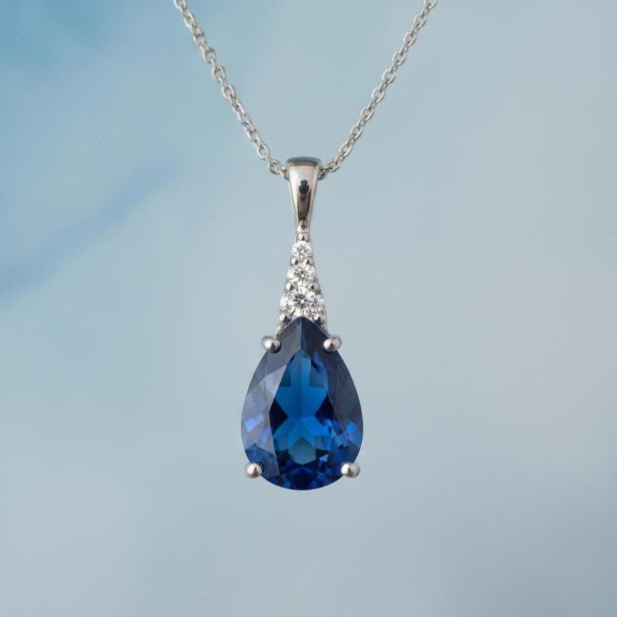 Sapphire Necklace in Sterling Silver- September Birthstone Jewelry
